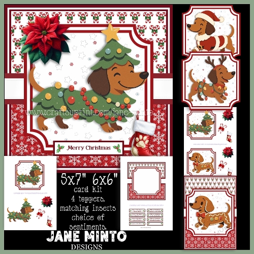5x7 6x6 CHRISTMAS DACHSHUNDS 
