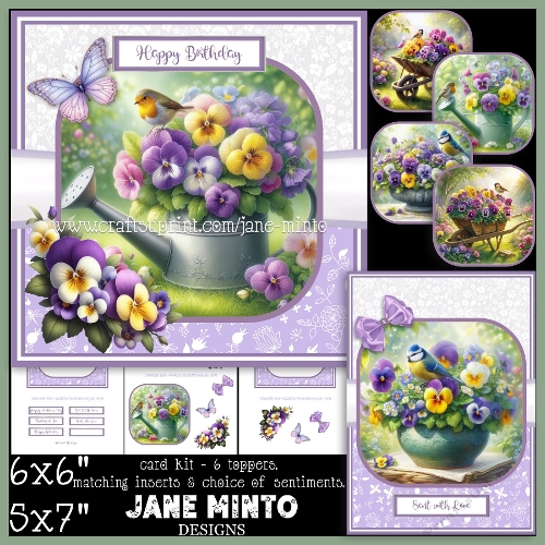 PANSY BIRDS 5x7 6x6
