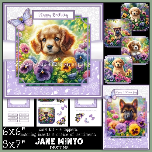 PANSY PUPPIES 5x7 6x6