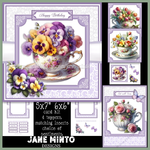 FLOWERY TEACUPS 5x7 6x6