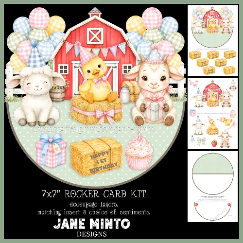 BIRTHDAY AT THE FARM 2 rocker card kit