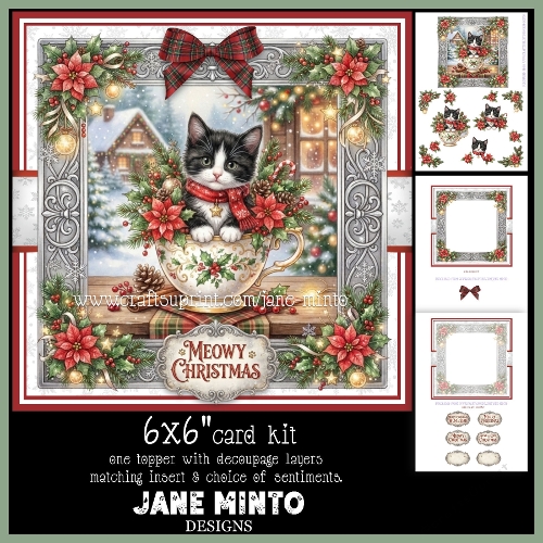 CHRISTMAS TUXEDO KITTEN decoupage
