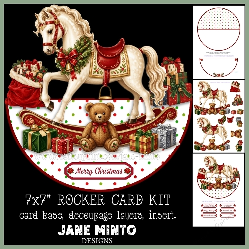 CHRISTMAS ROCKING HORSE - 7x7 rocker card