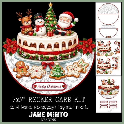 CHRISTMAS CAKE rocker card 7x7
