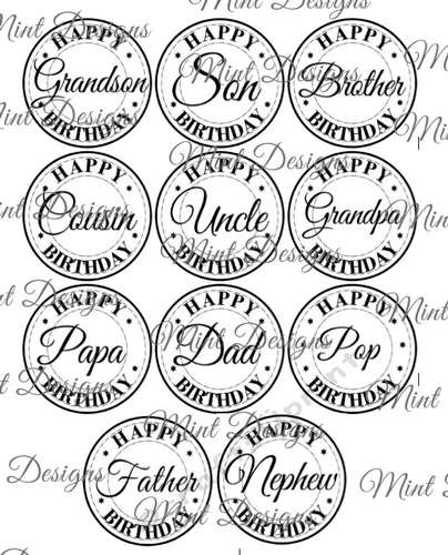 MALE RELATIVES birthday digi stamp 