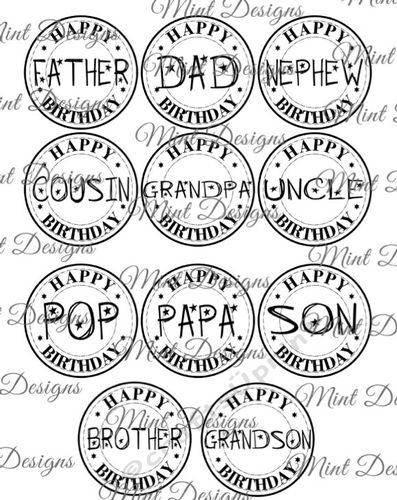 MALE RELATIVES birthday digi stamp 