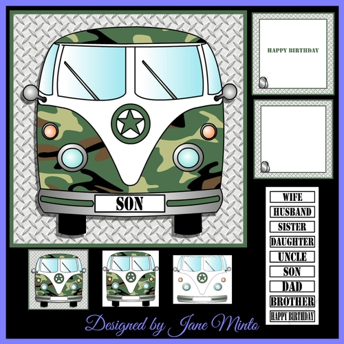 CAMOUFLAGE CAMPER VAN - tags for women & men