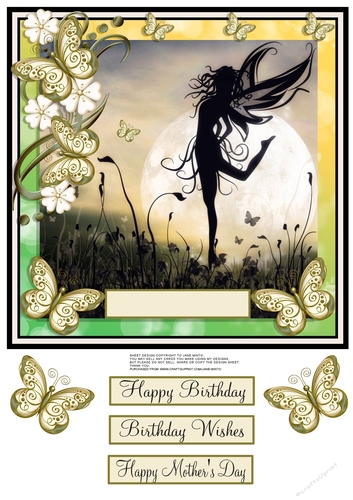 YELLOW BUTTERFLY FAIRY CARD 