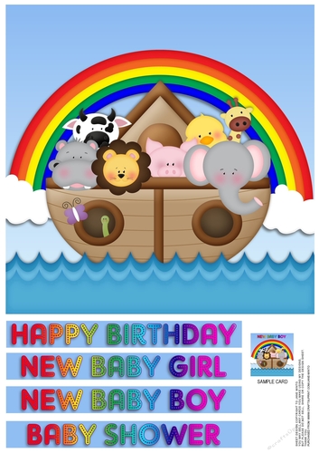 NOAHS ARK TOPPER - SENTIMENTS FOR BIRTHDAY, BABY & BABY SHOWER