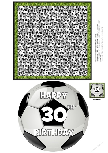 30th - FOOTBALL TOPPER WITH AGE - QUICK CARD 