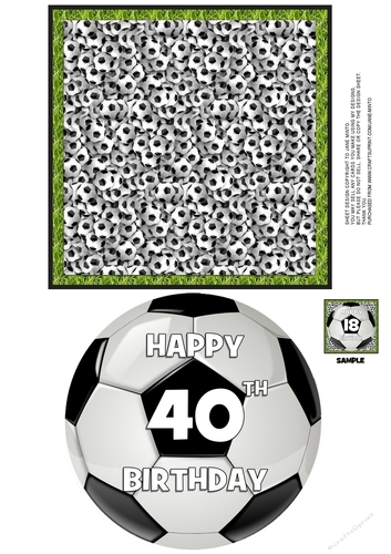 40th - FOOTBALL TOPPER WITH AGE - QUICK CARD 