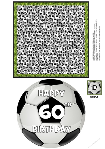 60th - FOOTBALL TOPPER WITH AGE - QUICK CARD 