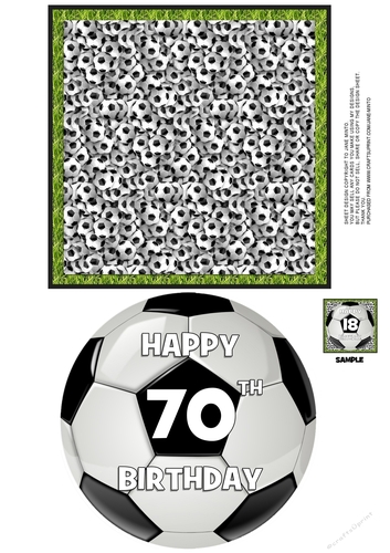 70th - FOOTBALL TOPPER WITH AGE - QUICK CARD 