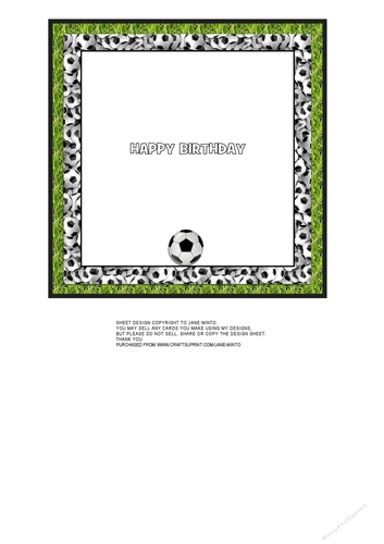 6X6 INSERT- HAPPY BIRTHDAY - FOOTBALL - SOCCER THEME 