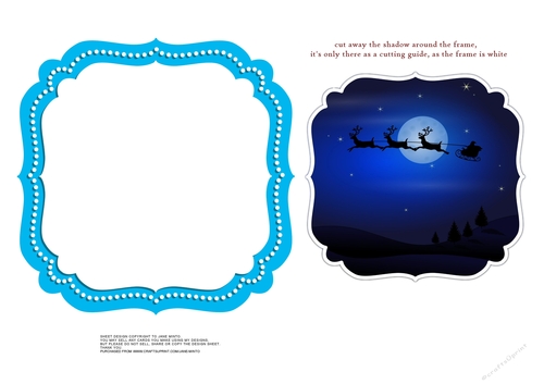 SANTA SILHOUETTE BLUE FRAME TOPPER