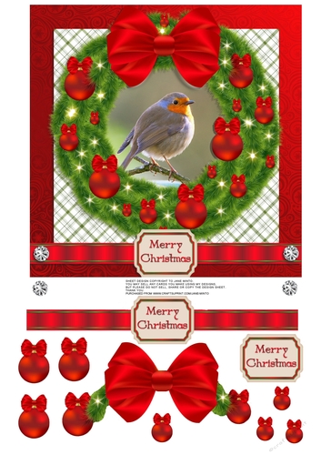 CHRISTMAS ROBIN WREATH WITH LIGHTS