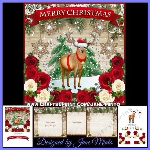 DEER & ROSES CHRISTMAS SCENE - MINI KIT