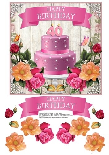 40TH BIRTHDAY CAKE & FLOWERS