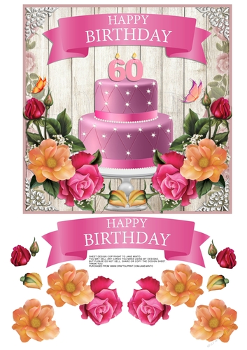 60TH BIRTHDAY CAKE & FLOWERS