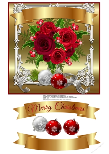 CHRISTMAS ROSES 7X7 CARD TOPPER