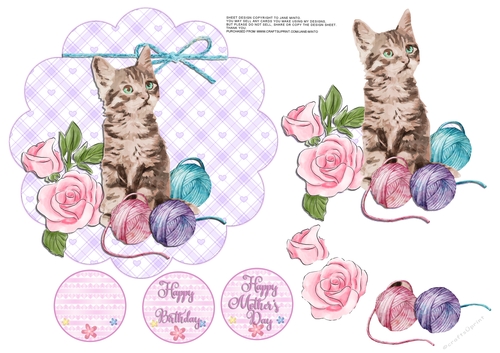 CUTE KITTEN TOPPER WITH DECOUPAGE SHEET 3