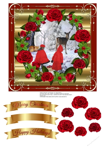 GIRLS ON A WINTER WALK quick card topper