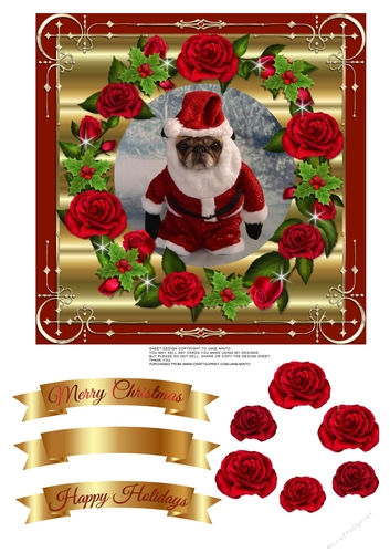 BAH HUMPUG! Santa Pug quick card topper