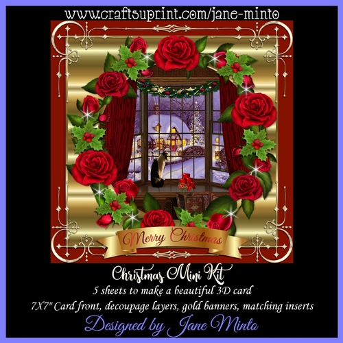 CHRISTMAS MINI KIT - CHRISTMAS BAY WINDOW WITH CAT