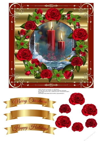 QUICK CARD TOPPER - CHRISTMAS CANDLES IN THE WINDOW