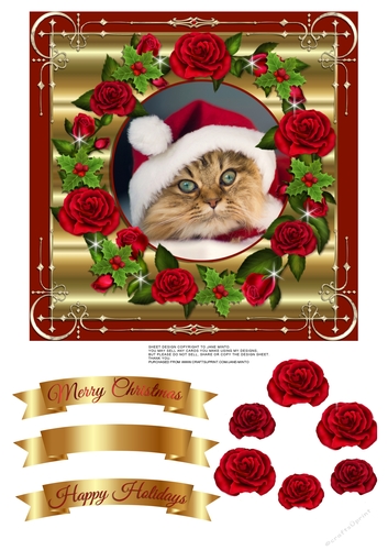 QUICK CARD TOPPER - CHRISTMAS CAT IN THE HAT!