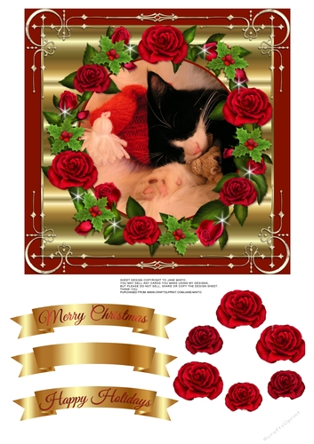 CHRISTMAS KITTEN & TEDDY