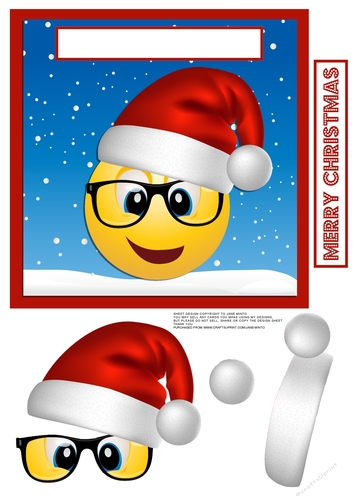 MERRY CHRISTMAS SANTA EMOJI QUICK CARD SHEET