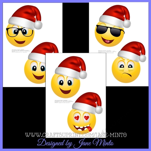 5 FUNNY SANTA EMOTICONS ON A4 SHEETS