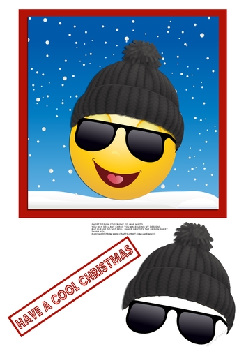 WOOLY HAT CHRISTMAS EMOTICON QUICK CARD