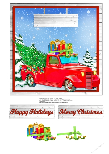 CHRISTMAS TRUCK quick card sheet