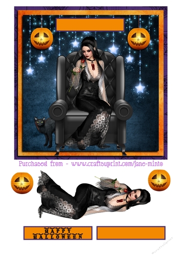 GOTH GIRL HALLOWEEN QUICK CARD SHEET