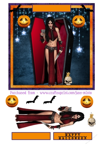 VAMP GIRL HALLOWEEN QUICK CARD SHEET