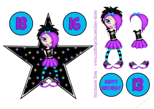 PUNK GIRL TOPPER with ages 13, 16, 18