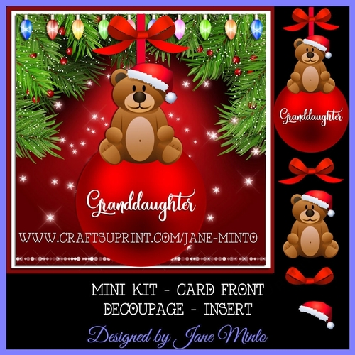 GRANDDAUGHTER CHRISTMAS TEDDY BEAR BAUBLE MINI KIT