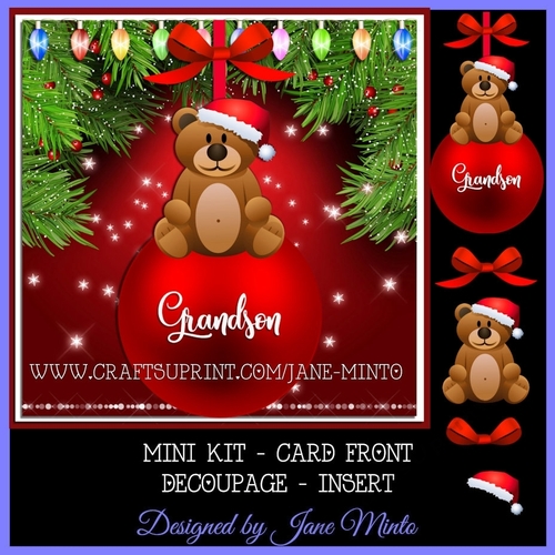 GRANDSON CHRISTMAS TEDDY BEAR BAUBLE MINI KIT