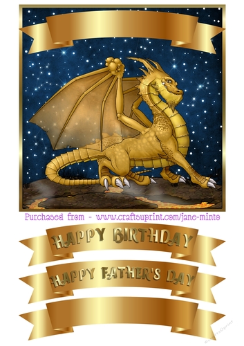 GOLD DRAGON stars background - quick card