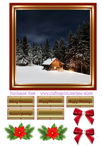 CHRISTMAS CABIN IN THE SNOW
