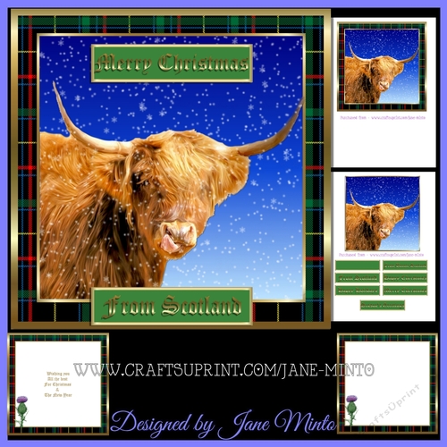 CHRISTMAS HIGHLAND COW design 1 mini kit