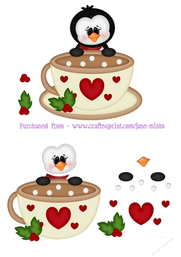 CHRISTMAS PENGUIN & HOT CHOCOLATE STEP BY STEP