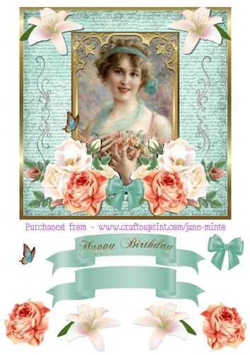 VINTAGE LADY CARD 2 - QUICK CARD SHEET