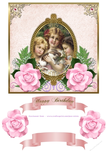 VINTAGE GIRLS WITH RABBIT - QUICK CARD SHEET