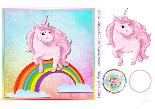 QUICK CARD SHEET - PINK UNICORN