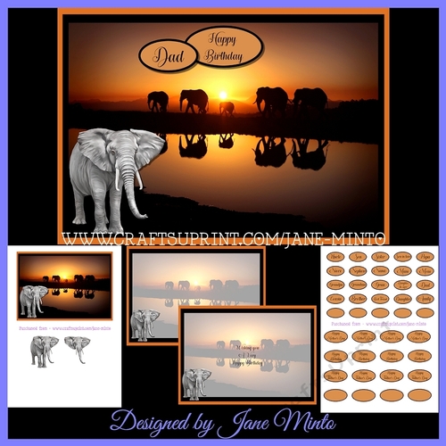 7x5 SILHOUETTE ELEPHANTS 