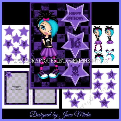 5x7 PUNK GIRL PURPLE 