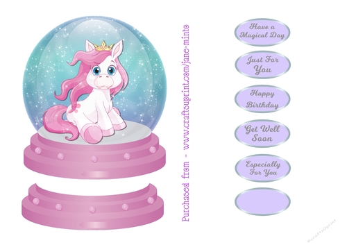 FANTASY HORSE GLITTER GLOBE TOPPER SHEET 6
